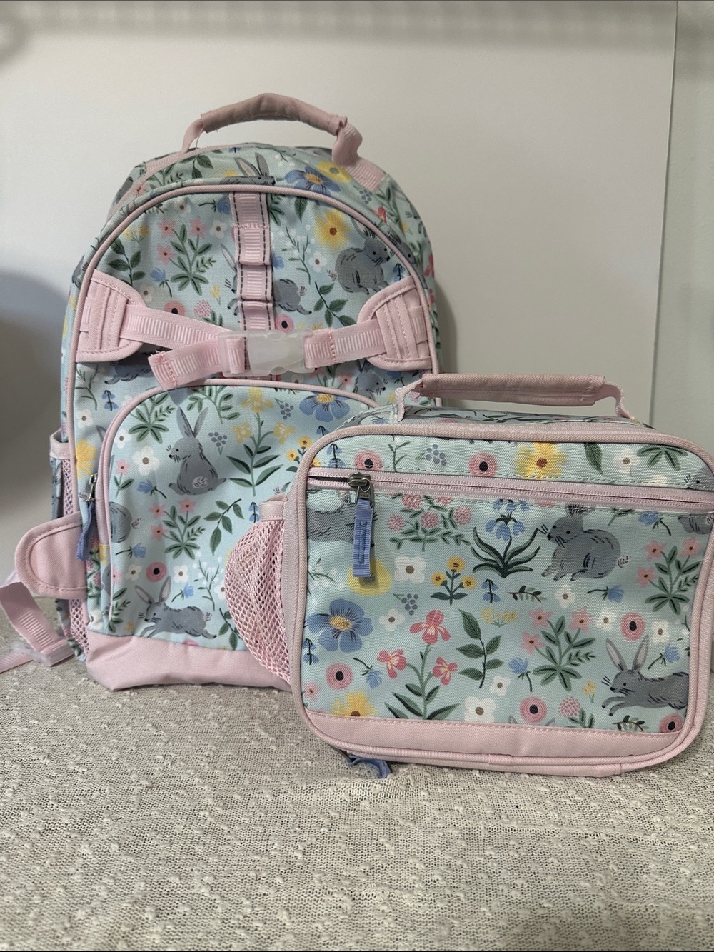 PBK Rifle Paper Co. Floral Bunny Mackenzie Backpack & Lunch Box Bundle LARGE